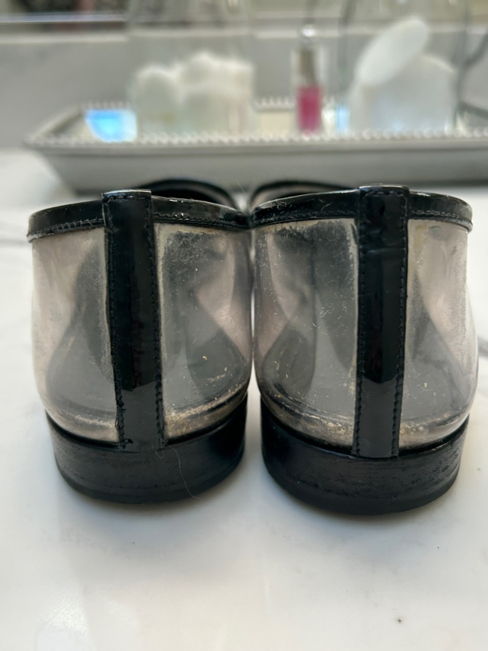 CHANEL Black Patent Cap-Toe Clear PVC Ballet Flats - Picture 12 of 13